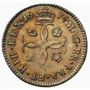 Реверс монеты Англия, 4 пенса, 1670-1684