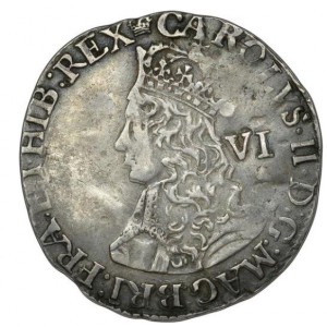 Аверс монеты Англия, 6 пенсов, 1660