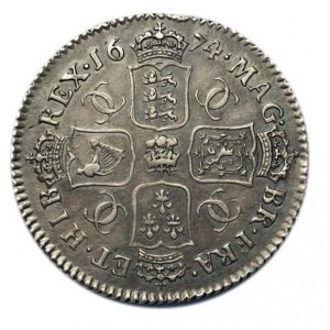 Реверс монеты Англия, 1 шиллинг, 1666-1682
