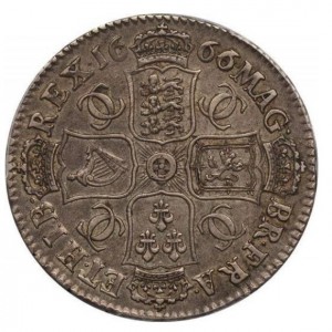 Реверс монеты Англия, ½ кроны, 1666-1672
