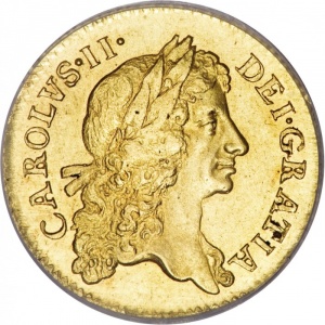 Аверс монеты Англия, ½ гинеи, 1669-1672