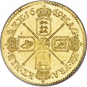 Реверс монеты Англия, ½ гинеи, 1669-1672