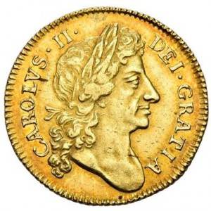 Аверс монеты Англия, ½ гинеи, 1672-1684