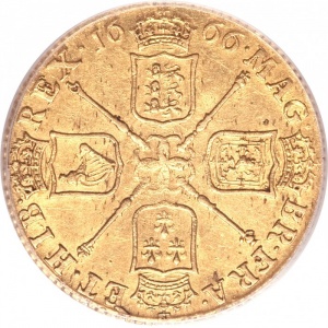 Реверс монеты Англия, 1 гинея, 1664-1673