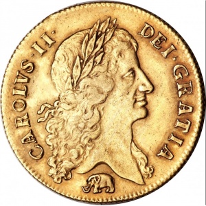 Аверс монеты Англия, 2 гинеи, 1664-1671