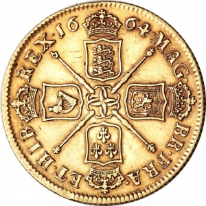 Реверс монеты Англия, 2 гинеи, 1664-1671