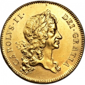 Аверс монеты Англия, 5 гиней, 1668-1678