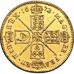 Реверс монеты Англия, 5 гиней, 1668-1678
