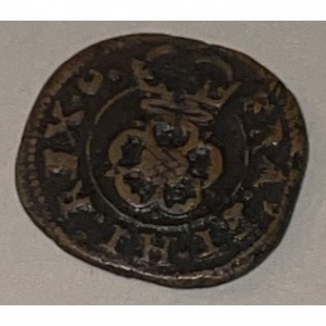 Реверс монеты Англия, 1 фартинг, 1635, Одинарная роза на реверсе