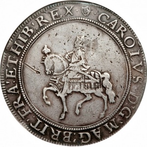 Аверс монеты Англия, 1 крона, 1625, Серебро, Овальный герб, С-R над ним