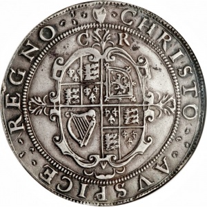 Реверс монеты Англия, 1 крона, 1625, Серебро, Овальный герб, С-R над ним