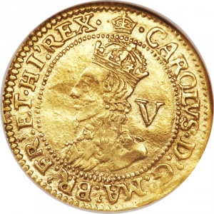 Аверс монеты Англия, 1 крона, 1625, Золото, четвертый бюст Карла I