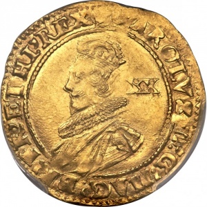 Аверс монеты Англия, 1 юнайт, 1625, Второй бюст Карла I