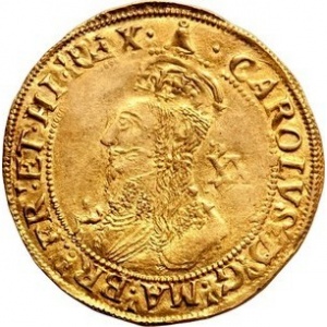 Аверс монеты Англия, 1 юнайт, 1625, Четвертый бюст Карла I