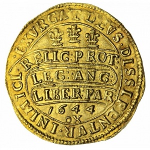 Реверс монеты Англия, 1 юнайт, 1644