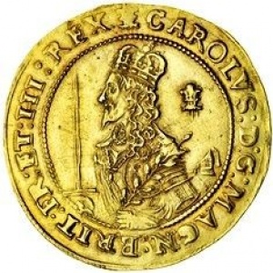 Аверс монеты Англия, 3 юнайта, 1643