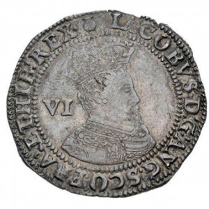 Аверс монеты Англия, 6 пенсов, 1603-1604, Второй бюст Якова I