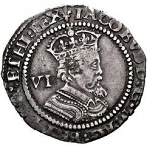 Аверс монеты Англия, 6 пенсов, 1621-1624