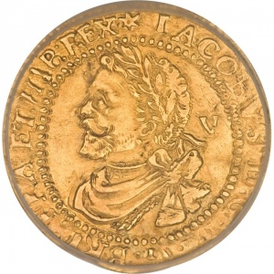 Аверс монеты Англия, ¼ лавра, 1619