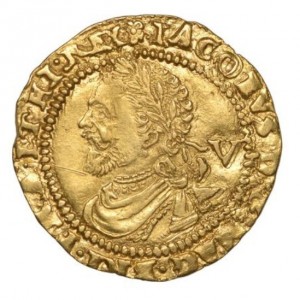 Аверс монеты Англия, ¼ лавра, 1619