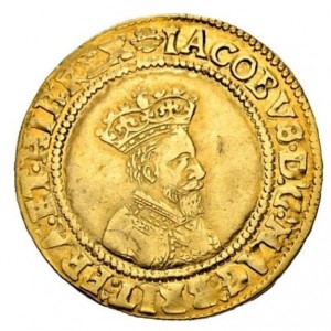 Аверс монеты Англия, 1 крона, 1604, Золото, Первый бюст Якова I