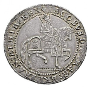Аверс монеты Англия, 1 крона, 1619, Щит с гербом внутри