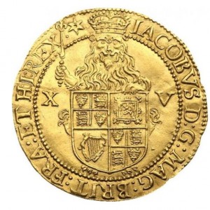 Аверс монеты Англия, 1 спур риал, 1619