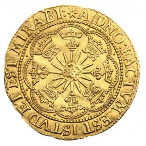 Реверс монеты Англия, 1 спур риал, 1619