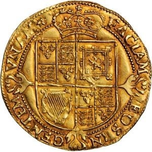 Реверс монеты Англия, 1 лавр, 1619, Первый бюст Якова I