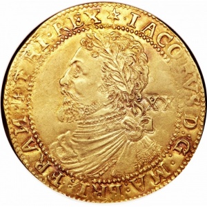 Аверс монеты Англия, 1 лавр, 1619, Второй бюст Якова I
