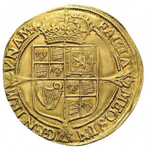 Реверс монеты Англия, 1 лавр, 1619, Пятый бюст Якова I