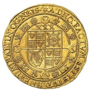 Реверс монеты Англия, 1 роза риал, 1619