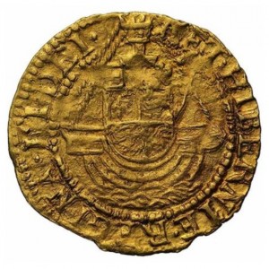 Реверс монеты Англия, ¼ энжела, 1583