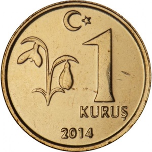 Реверс монеты Турция, 1 куруш, 2009-2022