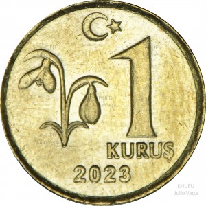 Реверс монеты Турция, 1 куруш, 2023-2025