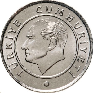 Аверс монеты Турция, 25 курушей, 2009-2022