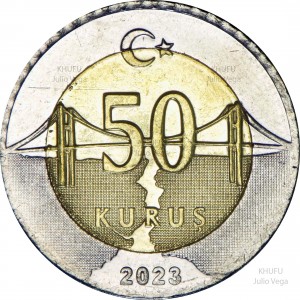Реверс монеты Турция, 50 курушей, 2023-2026