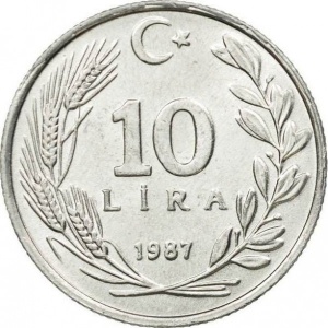 Реверс монеты Турция, 10 лир, 1984-1989