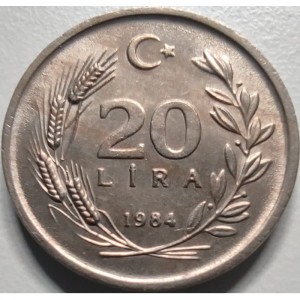 Реверс монеты Турция, 20 лир, 1984