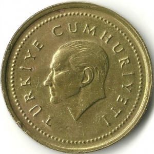 Аверс монеты Турция, 5.000 лир, 1998-2001