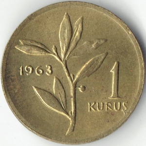 Реверс монеты Турция, 1 куруш, 1961-1963