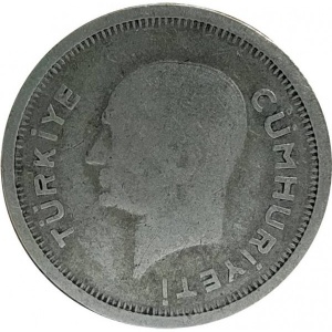 Аверс монеты Турция, 25 курушей, 1935-1937