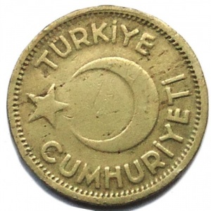 Аверс монеты Турция, 25 курушей, 1944-1946