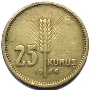 Реверс монеты Турция, 25 курушей, 1944-1946