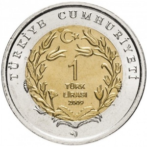 Аверс монеты Турция, 1 лира, 2009, Слон