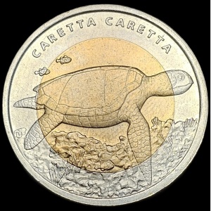 Реверс монеты Турция, 1 лира, 2009, Морская черепаха