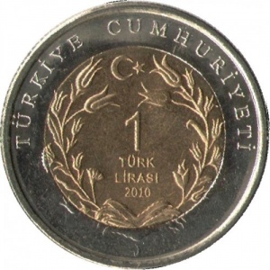 Аверс монеты Турция, 1 лира, 2010, Кошка