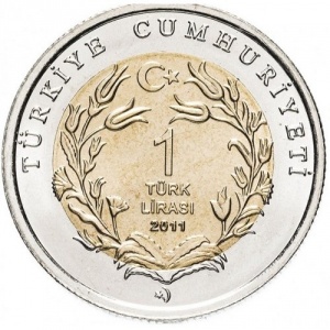 Аверс монеты Турция, 1 лира, 2011, Бурый медведь
