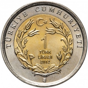 Аверс монеты Турция, 1 лира, 2012, Олень
