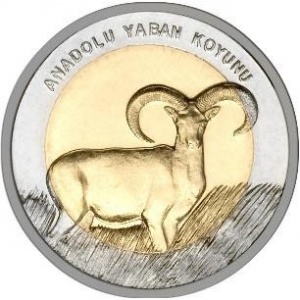 Реверс монеты Турция, 1 лира, 2015, Муфлон